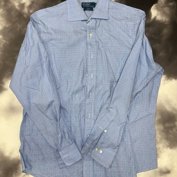 Polo Ralph Lauren Mens Blue Regent Custom Fit Button Up Dress Shirt Size 34/35 - Picture 1 of 9